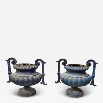 Alfred Corneau A pair of French cast iron garden urns C 1890 Marked for Alfred Corneau 