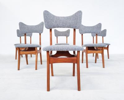 Alfred Hendrickx Set of 6 Belgium Mid Century S3 Dining Chairs by Alfred Hendrickx