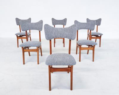 Alfred Hendrickx Set of 6 Belgium Mid Century S3 Dining Chairs by Alfred Hendrickx