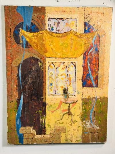 Alfred Jackson ABSTRACT EXRESSIONIST INTERIOR SCENE PAINTING IN THE MANNER OF ALFRED JACKSON