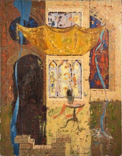 Alfred Jackson ABSTRACT EXRESSIONIST INTERIOR SCENE PAINTING IN THE MANNER OF ALFRED JACKSON