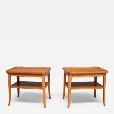 Alfred Kvarnholt Pair of Alfred Kvarnholt Side Tables in Pearwood and Walnut Sweden 1940s