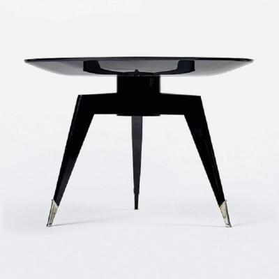 Alfred Porteneuve BLACK LACQUERED WOOD AND SILVER BRONZE SIDE TABLE BY ALFRED PORTENEUVE