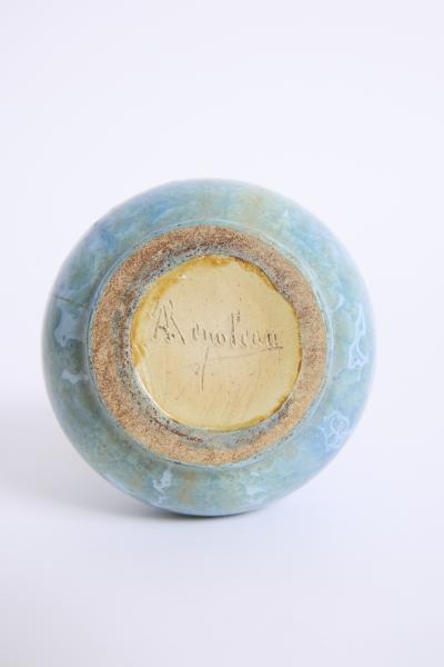 Alfred Renoleau Blue Ceramic Vase by Alfred Renoleau