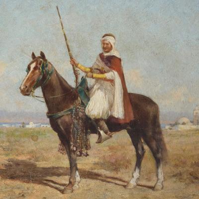 Alfred Wordsworth Thompson Antique Orientalist equestrian oil painting by Wordsworth Thompson