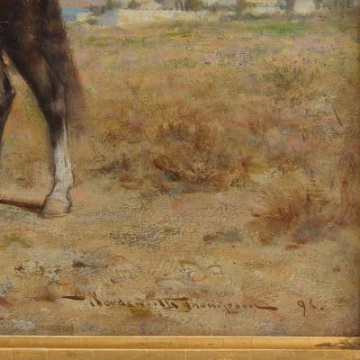 Alfred Wordsworth Thompson Antique Orientalist equestrian oil painting by Wordsworth Thompson