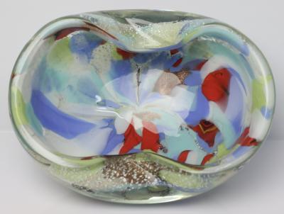Alfredo Barbini Alfredo Barbini Art Glass Bowl with Colored Canes and Flecks Italy 1960