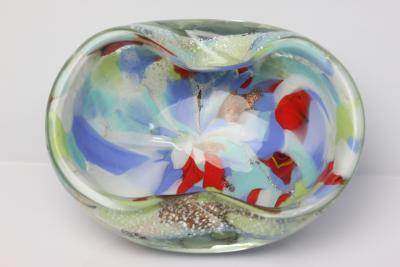 Alfredo Barbini Alfredo Barbini Art Glass Bowl with Colored Canes and Flecks Italy 1960