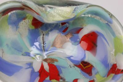 Alfredo Barbini Alfredo Barbini Art Glass Bowl with Colored Canes and Flecks Italy 1960