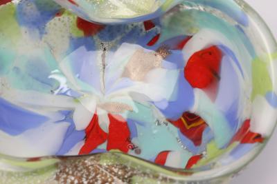 Alfredo Barbini Alfredo Barbini Art Glass Bowl with Colored Canes and Flecks Italy 1960