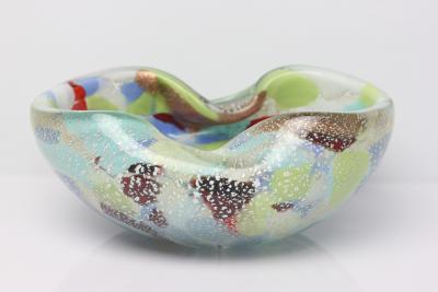Alfredo Barbini Alfredo Barbini Art Glass Bowl with Colored Canes and Flecks Italy 1960