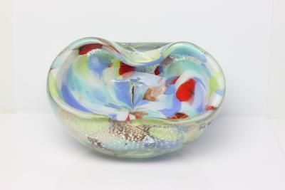 Alfredo Barbini Alfredo Barbini Art Glass Bowl with Colored Canes and Flecks Italy 1960