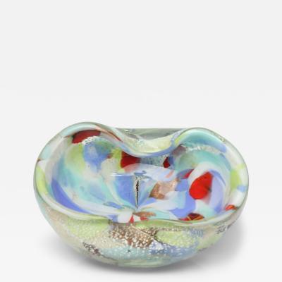 Alfredo Barbini Alfredo Barbini Art Glass Bowl with Colored Canes and Flecks Italy 1960