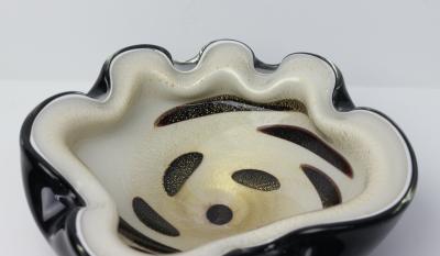 Alfredo Barbini Alfredo Barbini Black Art Glass Bowl with Gold Fleck Italy 1960