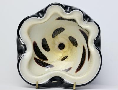 Alfredo Barbini Alfredo Barbini Black Art Glass Bowl with Gold Fleck Italy 1960