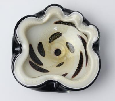 Alfredo Barbini Alfredo Barbini Black Art Glass Bowl with Gold Fleck Italy 1960