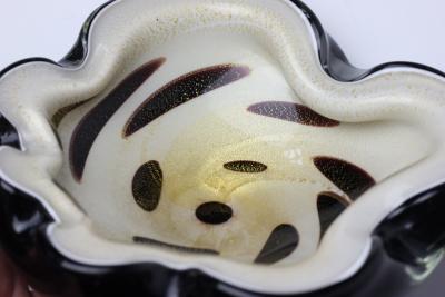 Alfredo Barbini Alfredo Barbini Black Art Glass Bowl with Gold Fleck Italy 1960