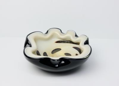 Alfredo Barbini Alfredo Barbini Black Art Glass Bowl with Gold Fleck Italy 1960