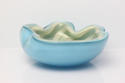 Alfredo Barbini Alfredo Barbini Blue Art Glass Bowl with Gold Fleck Italy 1960