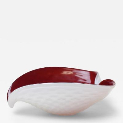 Alfredo Barbini Alfredo Barbini Cherry Red and White Anturium Glass Bowl 1960 Italy