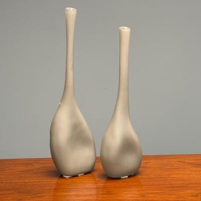 Alfredo Barbini Alfredo Barbini Italian Mid Century Modern Vases Grey Glass Italy 1970s
