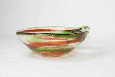 Alfredo Barbini Alfredo Barbini Murano Multicolor Gold Fleck Spiral Art Glass Bowl 1950 Italy