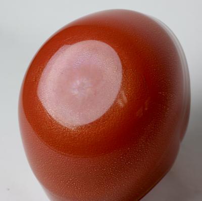Alfredo Barbini Alfredo Barbini Orange with Gold Flack Basket type Art Glass Vase 1950 Italy