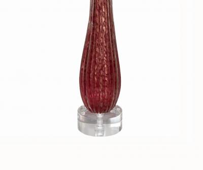 Alfredo Barbini Alfredo Barbini Style Red Murano Glass Lamp with Gold Leaf Inclusions 1950s