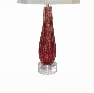 Alfredo Barbini Alfredo Barbini Style Red Murano Glass Lamp with Gold Leaf Inclusions 1950s