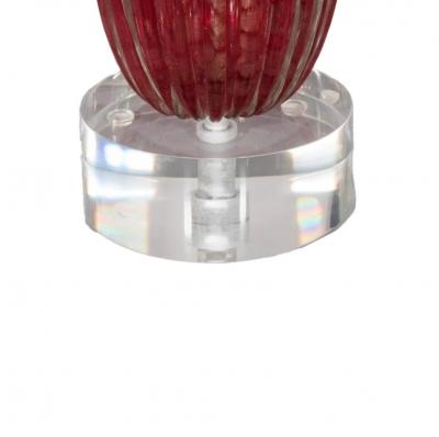 Alfredo Barbini Alfredo Barbini Style Red Murano Glass Lamp with Gold Leaf Inclusions 1950s