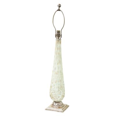 Alfredo Barbini Artisan Murano Glass Table Lamp with Silver Leaf Accents 1970s