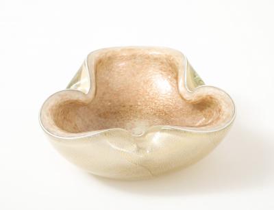 Alfredo Barbini Barbini Ivory Gold Fleck Murano Glass Vide Poche