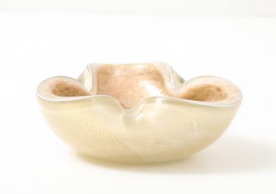 Alfredo Barbini Barbini Ivory Gold Fleck Murano Glass Vide Poche