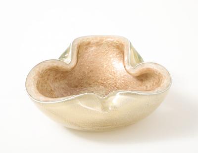 Alfredo Barbini Barbini Ivory Gold Fleck Murano Glass Vide Poche