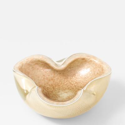 Alfredo Barbini Barbini Ivory Gold Fleck Murano Glass Vide Poche