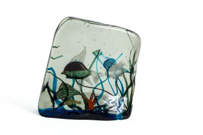 Alfredo Barbini Large Mid Century Murano Glass Aquarium Attributed To Alfredo Barbini