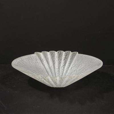 Alfredo Barbini Mid Century Handblown Murano Scavo Glass Centerpiece Bowl Signed Alfredo Barbini