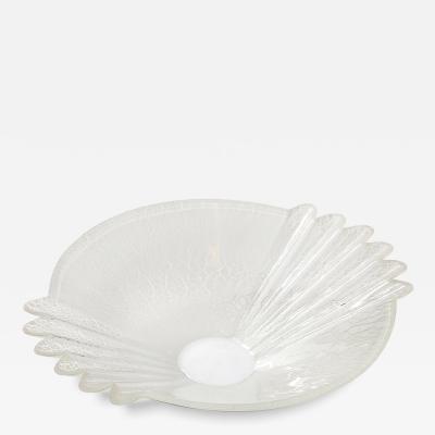 Alfredo Barbini Mid Century Handblown Murano Scavo Glass Centerpiece Bowl Signed Alfredo Barbini