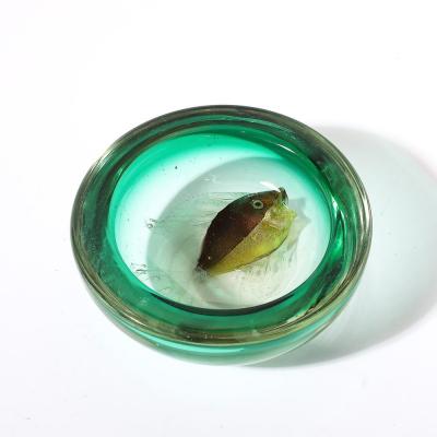 Alfredo Barbini Mid Century Modernist Fish Motif Hand Blown Murano Glass Bowl by Alfredo Barbini