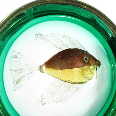 Alfredo Barbini Mid Century Modernist Fish Motif Hand Blown Murano Glass Bowl by Alfredo Barbini