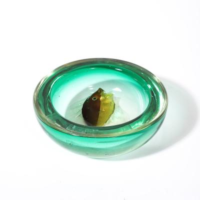 Alfredo Barbini Mid Century Modernist Fish Motif Hand Blown Murano Glass Bowl by Alfredo Barbini