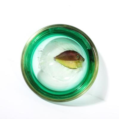 Alfredo Barbini Mid Century Modernist Fish Motif Hand Blown Murano Glass Bowl by Alfredo Barbini