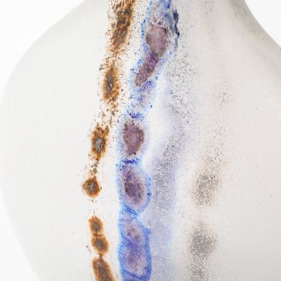 Alfredo Barbini Mid Century Modernist Hand Blown Murano Scavo Glass Vase Signed Alfredo Barbini