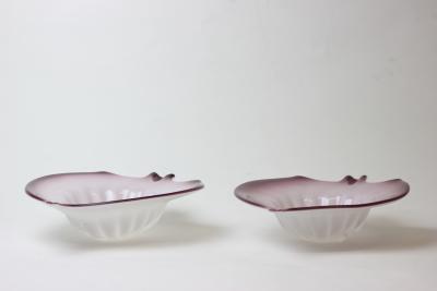 Alfredo Barbini Pair of Alfredo Barbini Murano Art Glass Angle Fish Bowls 1960 Italy
