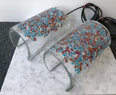 Alfredo Barbini Pair of Lamps Art Glass by Barbini Murano Italy 1980s