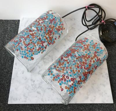 Alfredo Barbini Pair of Lamps Art Glass by Barbini Murano Italy 1980s