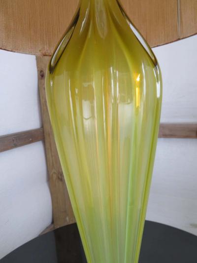 Alfredo Barbini Stunning Alfredo Barbini Yellow Ribbed Murano Glass Table Lamp Gold Flecks