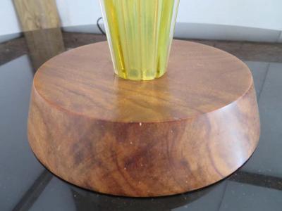 Alfredo Barbini Stunning Alfredo Barbini Yellow Ribbed Murano Glass Table Lamp Gold Flecks