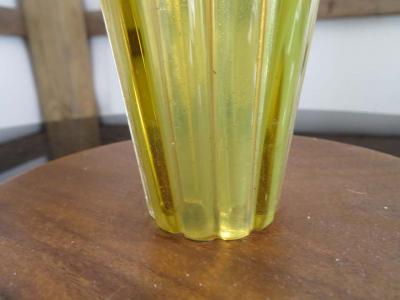 Alfredo Barbini Stunning Alfredo Barbini Yellow Ribbed Murano Glass Table Lamp Gold Flecks