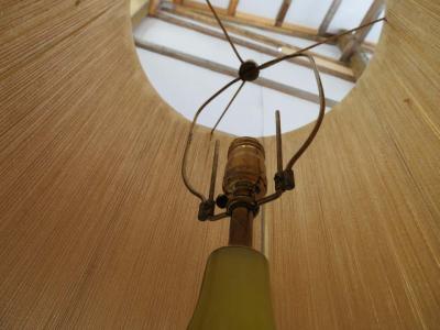 Alfredo Barbini Stunning Alfredo Barbini Yellow Ribbed Murano Glass Table Lamp Gold Flecks
